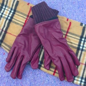 A New Day Womens Genuine Leather Gloves - Burgundy / Size XS/S